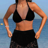 Laluna® | Elegáns egyszínű csipkés bikini szett