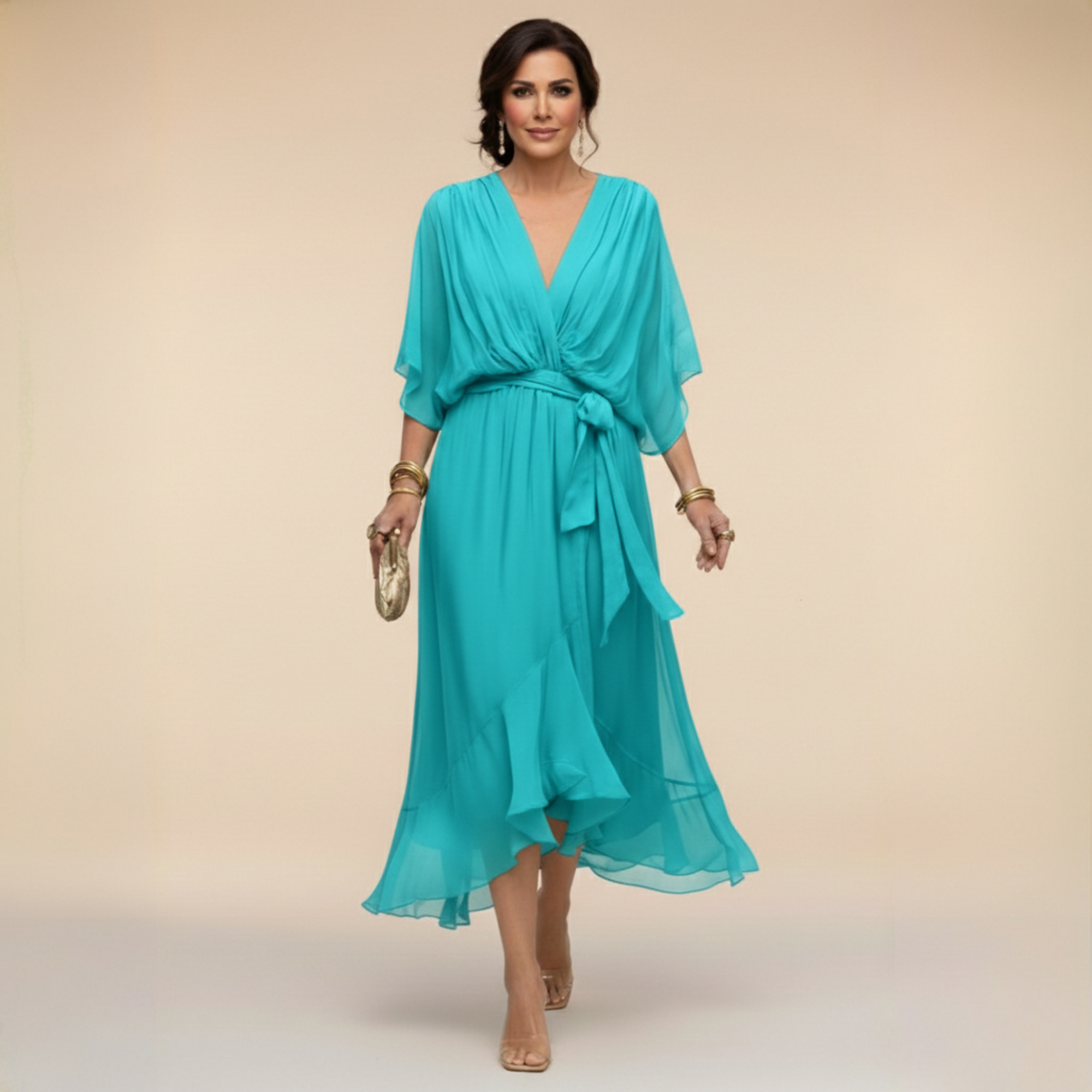 Anna - CHIFFON RUHA V-NECKKEL