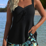 Laluna® | Csíkos Tankini Két Részes Strandsorttal