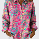 Elena™ | Paisley Mintás Gombos Blúz