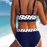 Liesbeth - Magas derekú pöttyös bikini patchwork dizájnnal