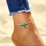 Pulseira de Tornozelo com Estrela e Concha em Pedras Naturais