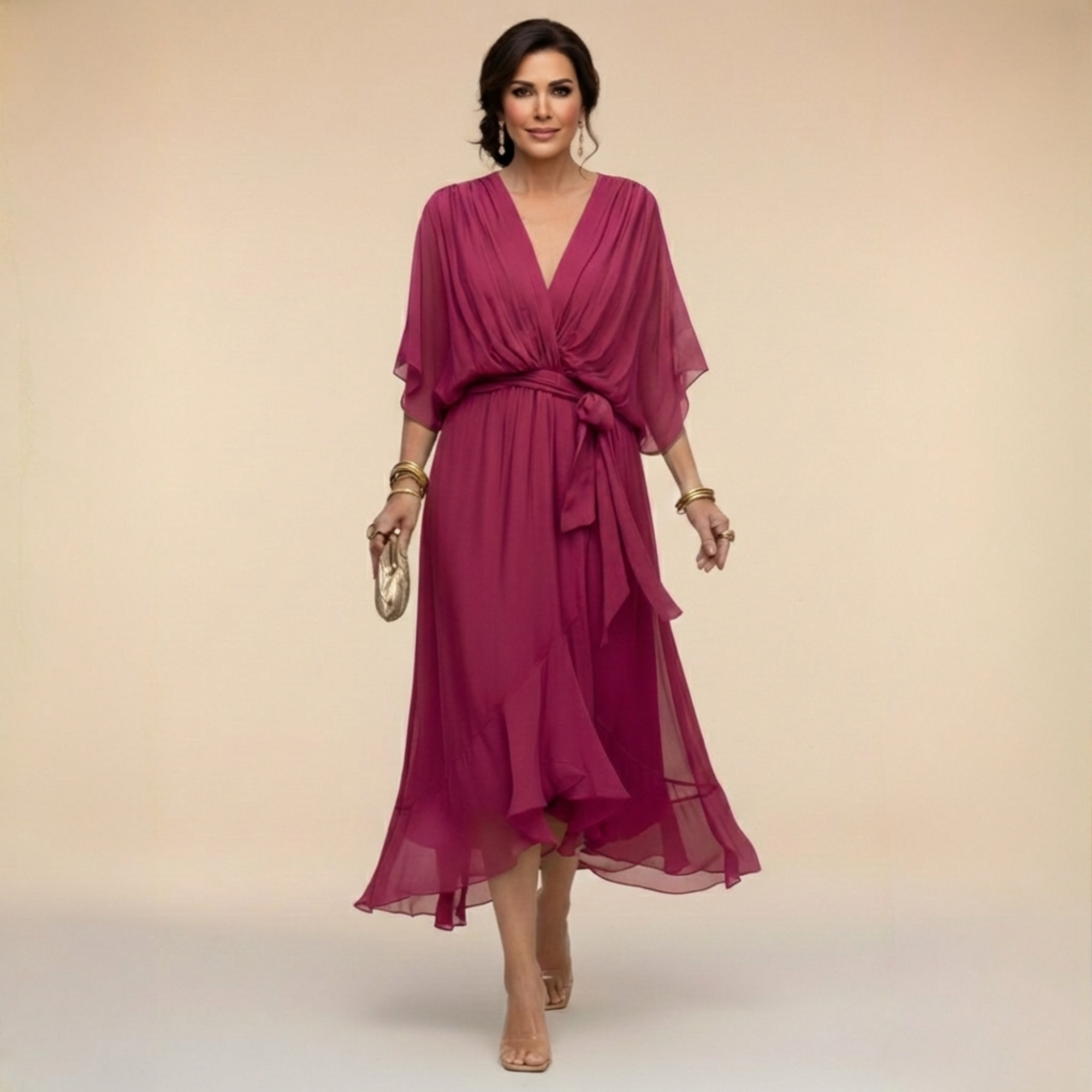 Anna - CHIFFON RUHA V-NECKKEL
