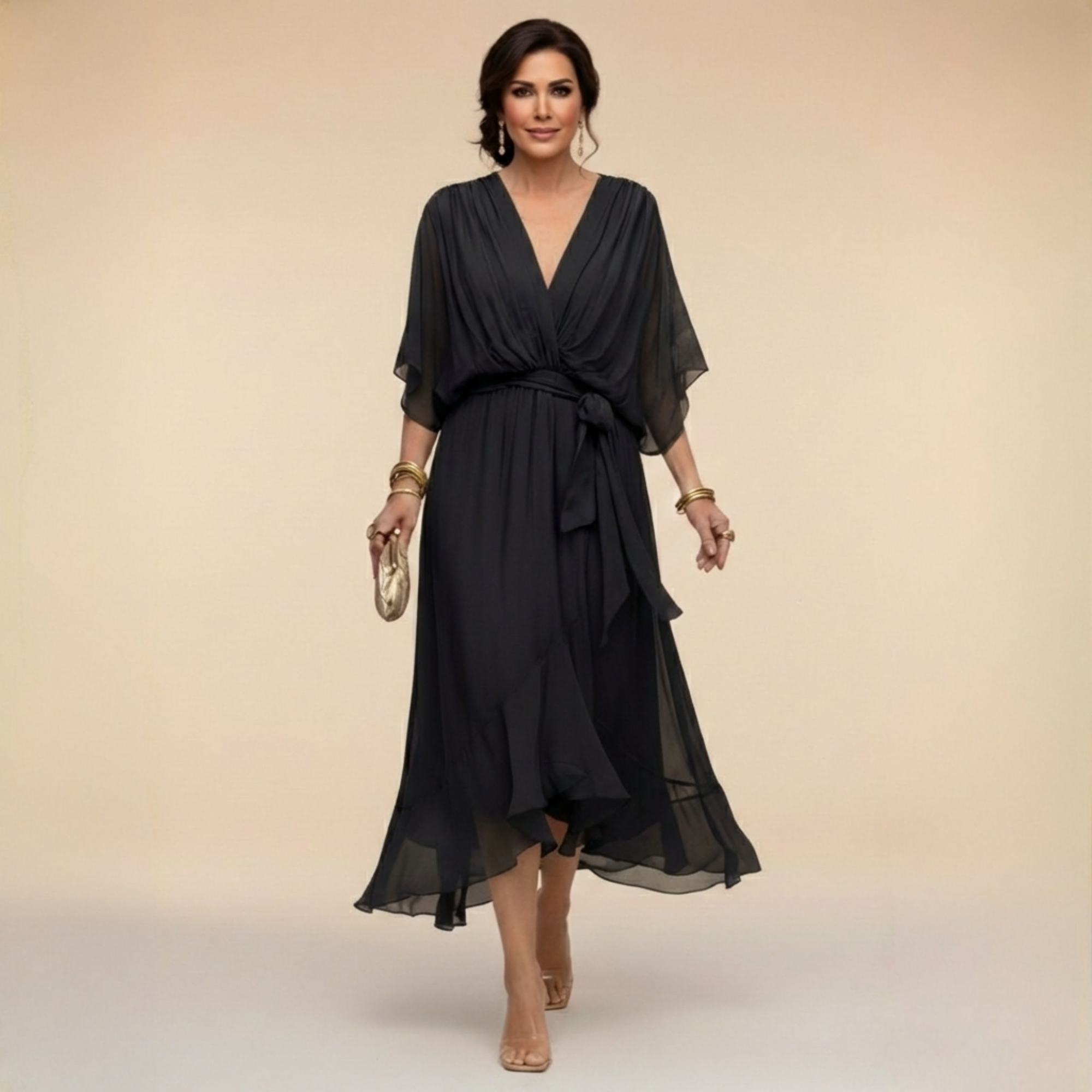 Anna - CHIFFON RUHA V-NECKKEL
