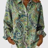 Elena™ | Paisley Mintás Gombos Blúz
