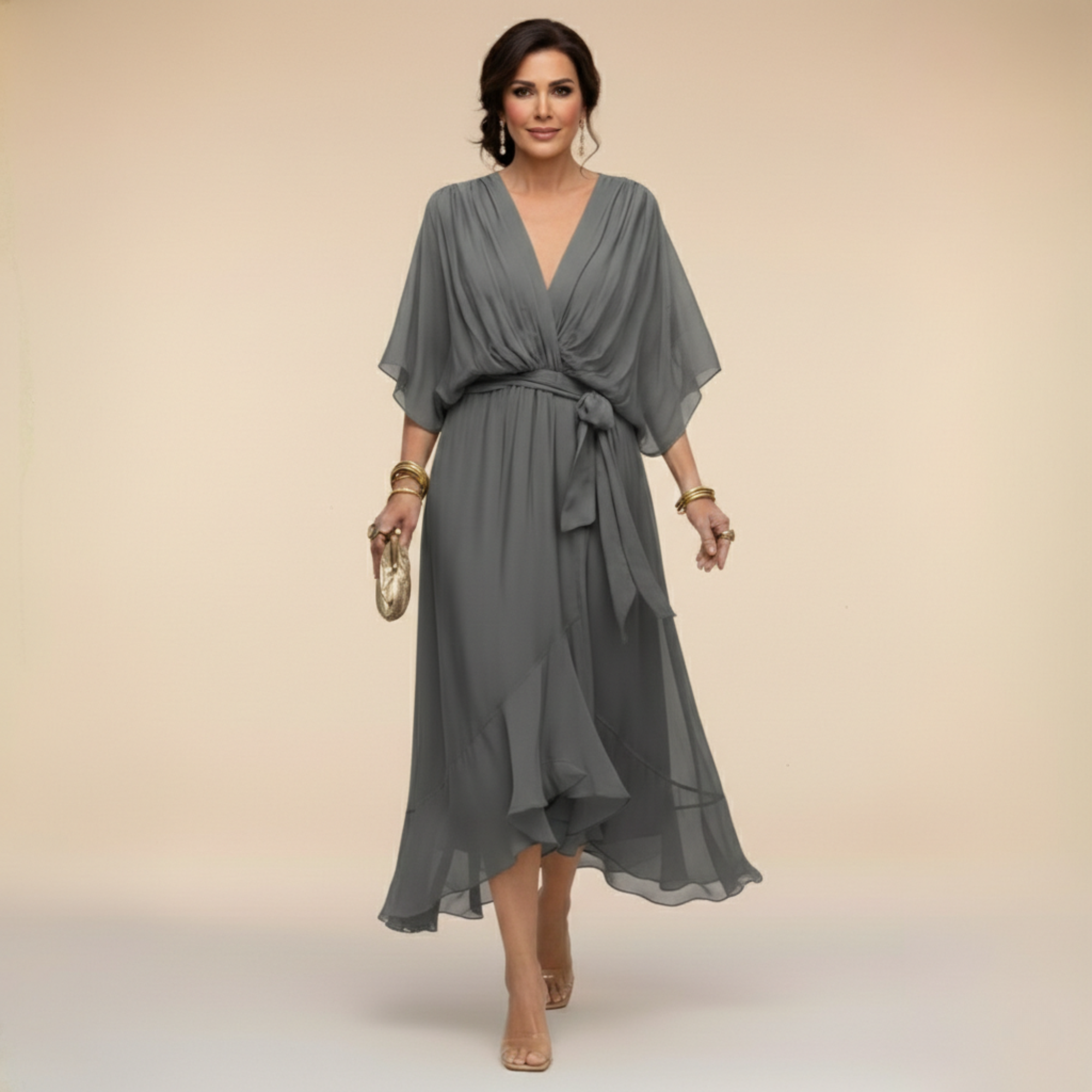 Anna - CHIFFON RUHA V-NECKKEL