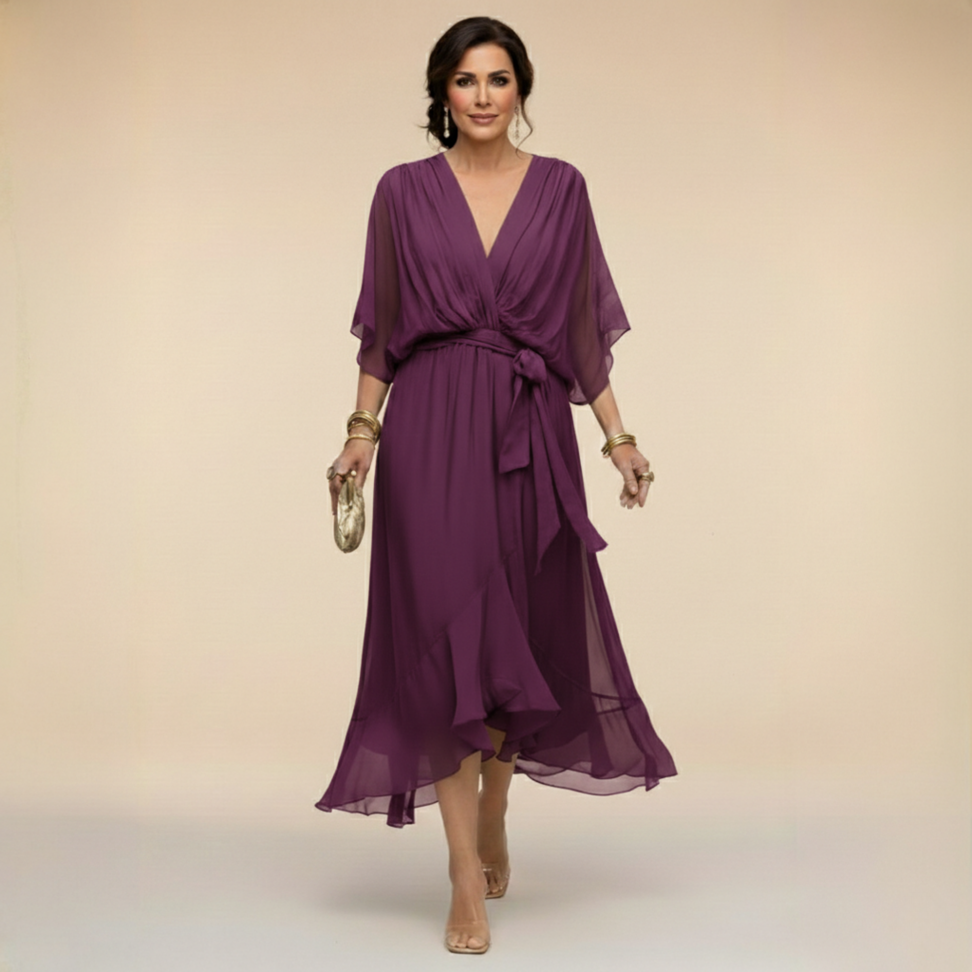 Anna - CHIFFON RUHA V-NECKKEL