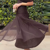 Ágnes - Elegáns Maxi Estélyi Ruha V-kivágással