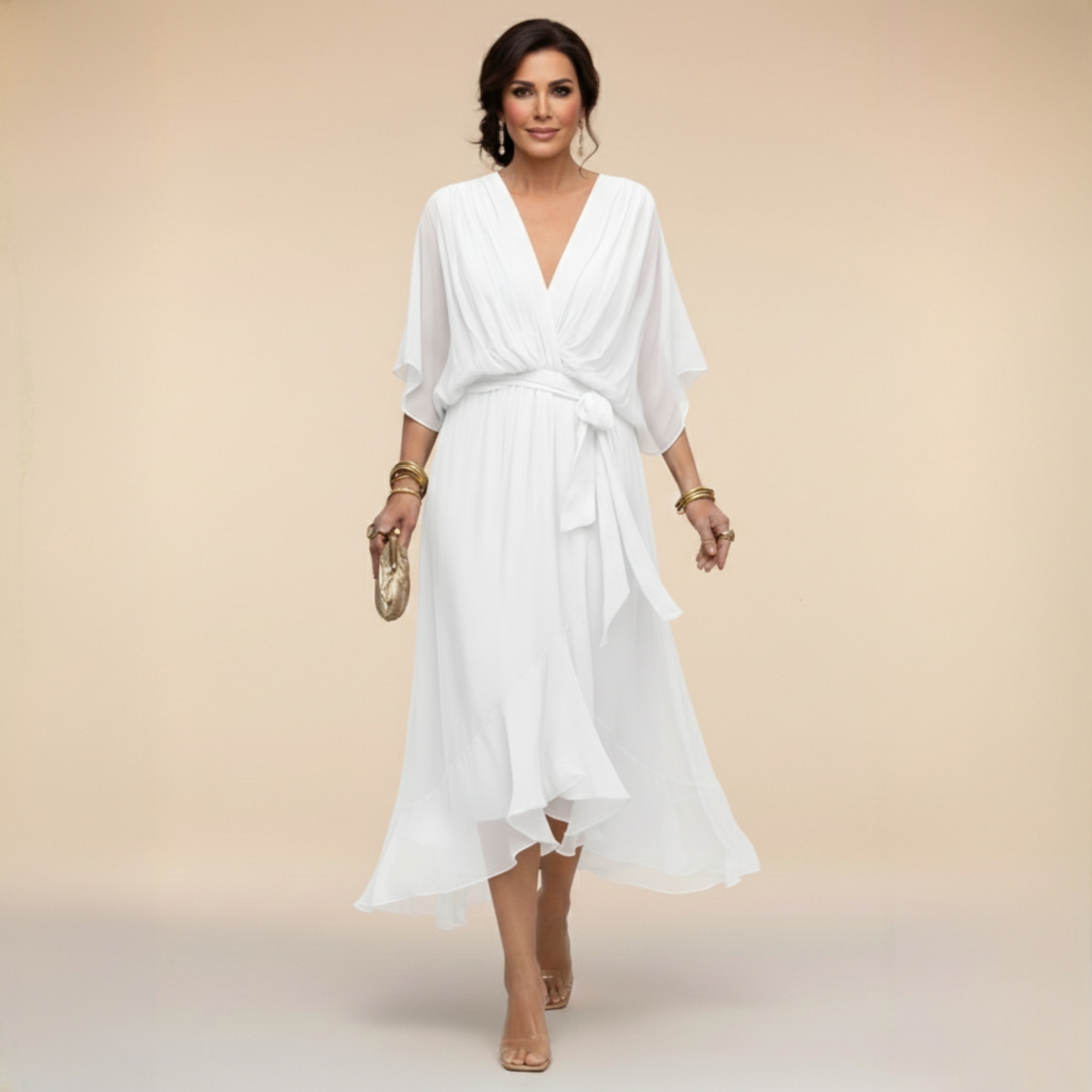 Anna - CHIFFON RUHA V-NECKKEL