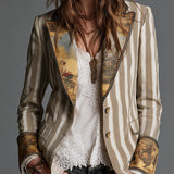 Suzanne | Boho, csíkos blézer mintás gallérral