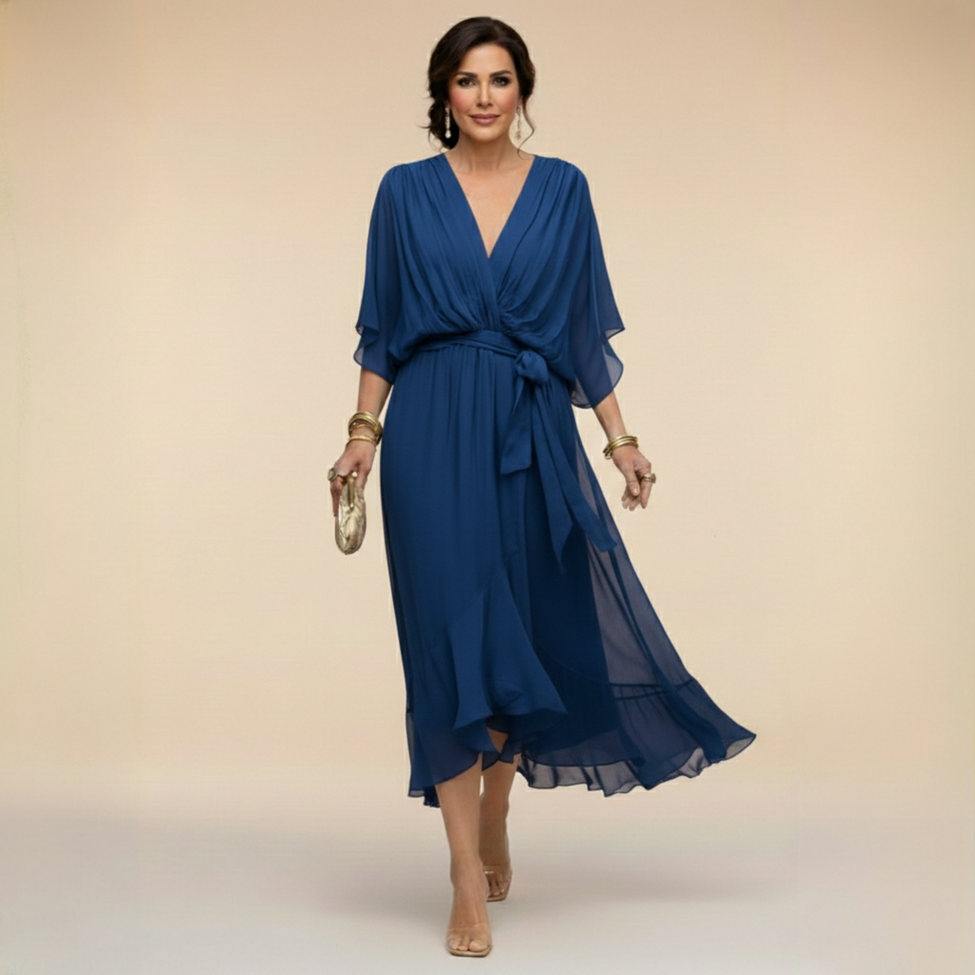 Anna - CHIFFON RUHA V-NECKKEL