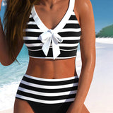 Laluna® | Csíkos Bikini Magas Derékkal
