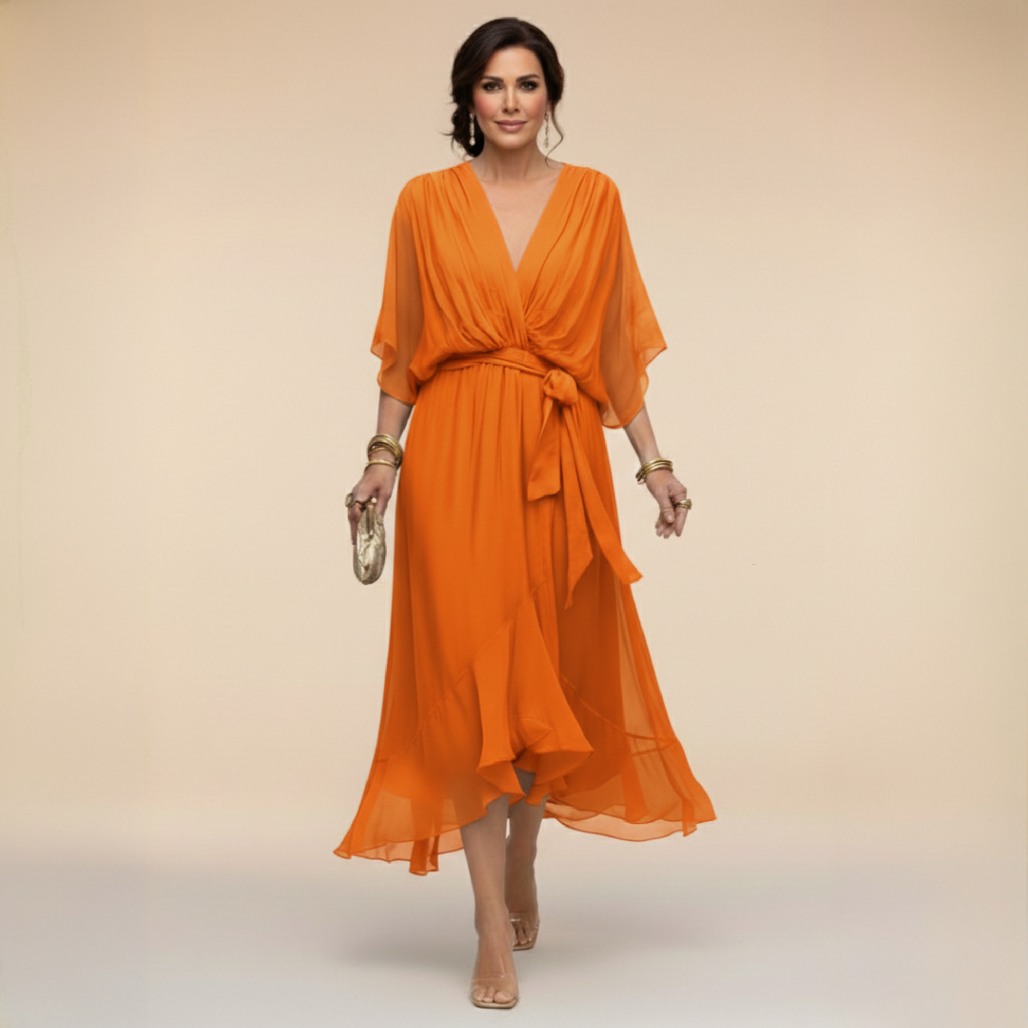 Anna - CHIFFON RUHA V-NECKKEL