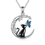 Colar de Pendente de Cristal de Borboleta de Gato da Lua