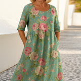 Eliza | Relaxált Midi Ruha - Effortless Elegance, Mindennapi Kényelem