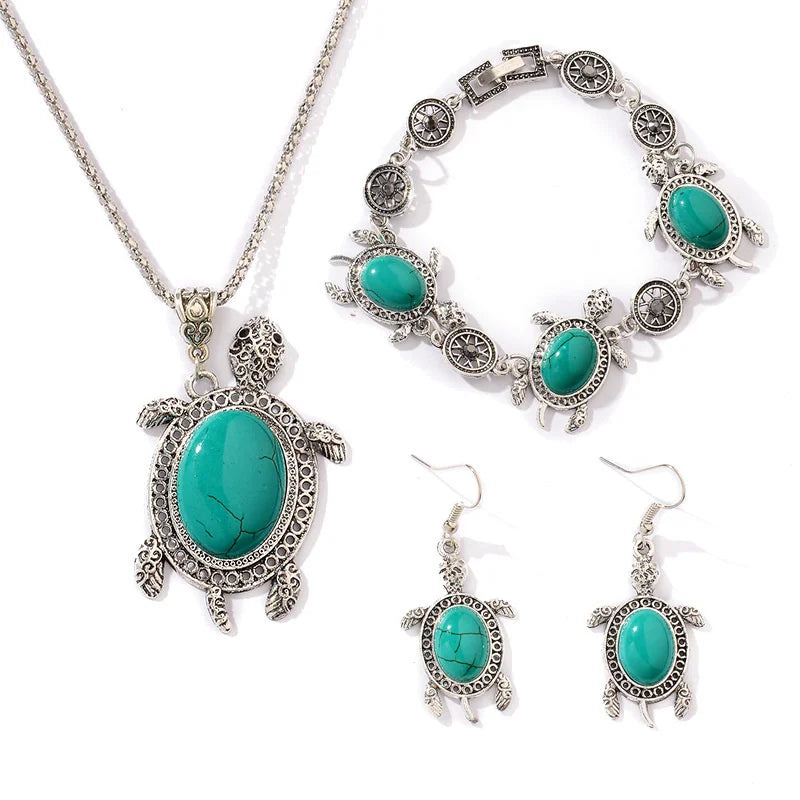 Conjunto de Joias Tartaruga Turquesa
