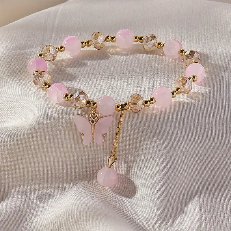 Pulseira Elástica de Contas com Borboleta Bonita