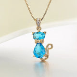Colar com Pendente de Gato de Cristal