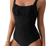Leona | Az elegáns monokini fekete színben, hasi kontrollal