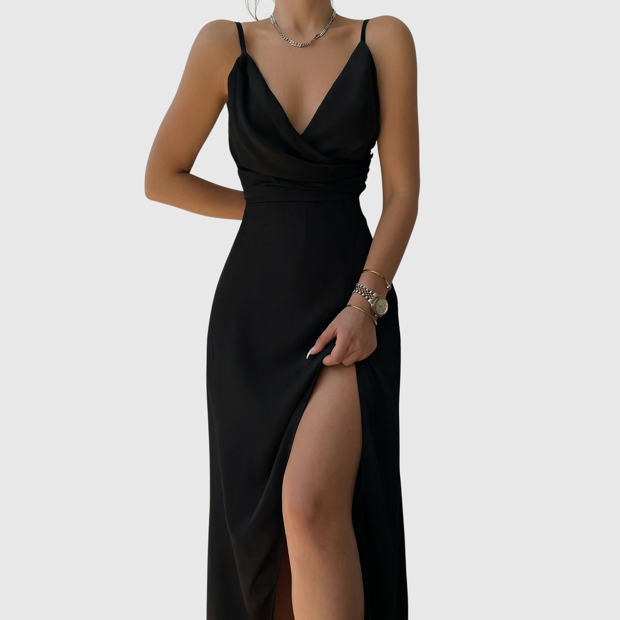 Katalin - Elegáns Hasított Maxi Ruha