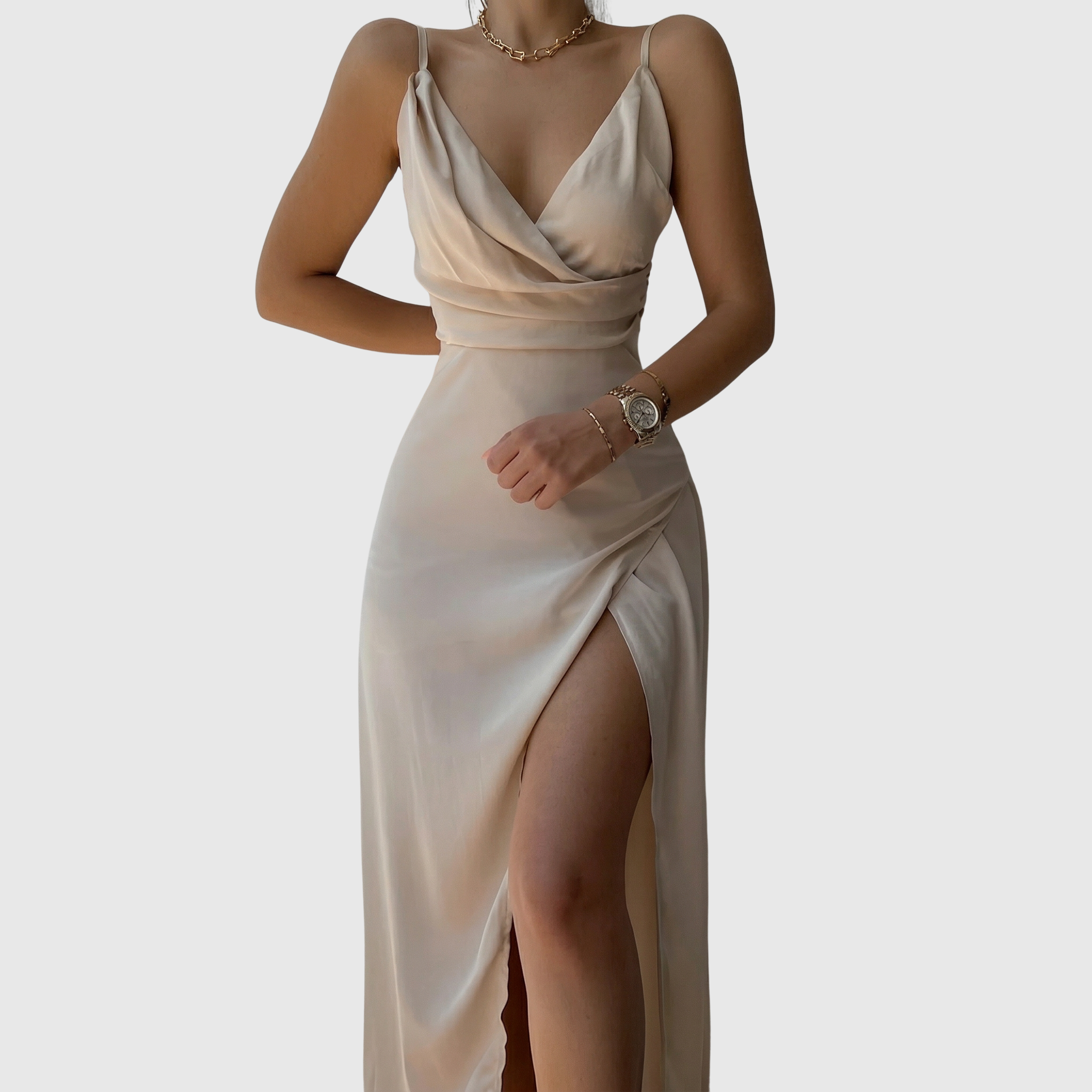 Katalin - Elegáns Hasított Maxi Ruha