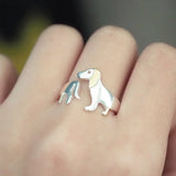 Anel de Dachshund em Prata Esterlina 925 – Ajuste Ajustável