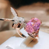 Állítható Kolibris Drágakő Gyűrű – Cirkónia, 14K Arany Bevonat