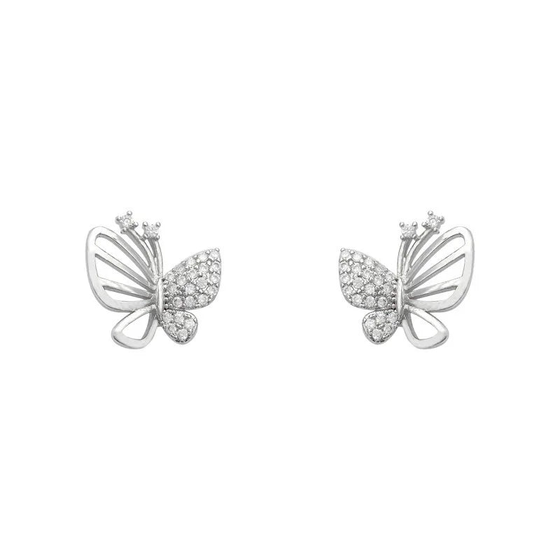 Brincos de Pino em Zirconia em Forma de Borboleta Elegantes