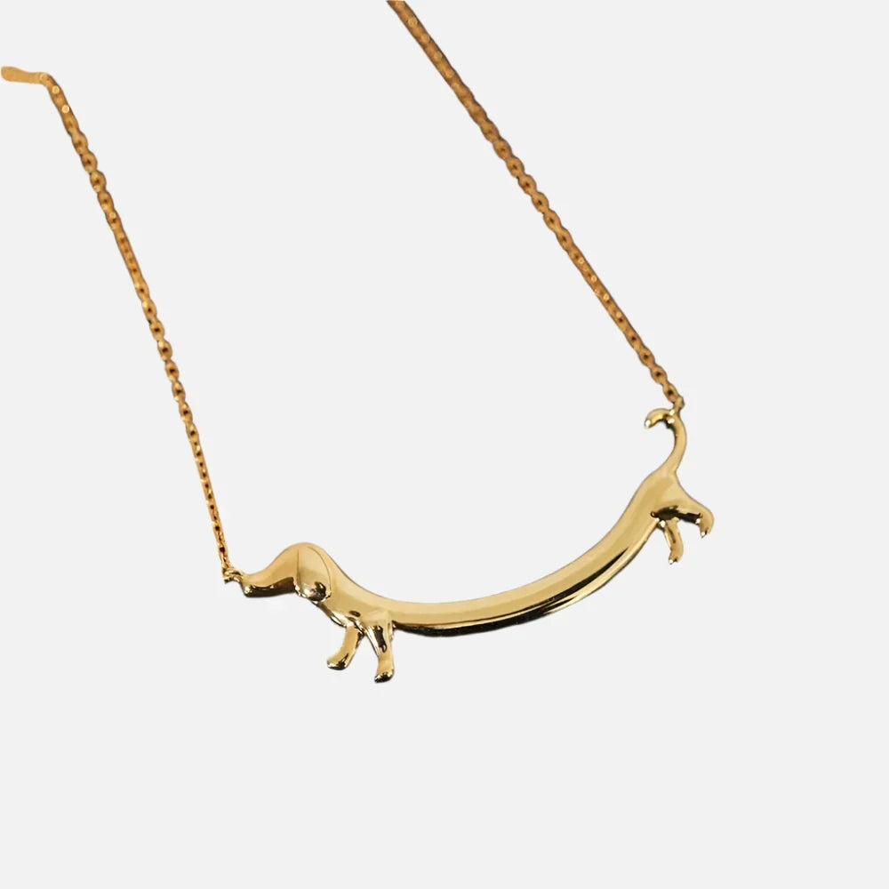 Colar de Dachshund em Tom Dourado