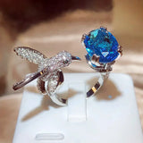 Állítható Kolibris Drágakő Gyűrű – Cirkónia, 14K Arany Bevonat