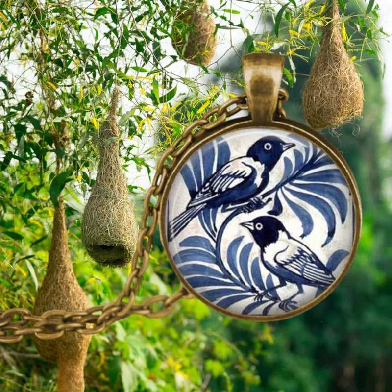 Colar de Pingente de Vidro do Espírito Animal da Floresta