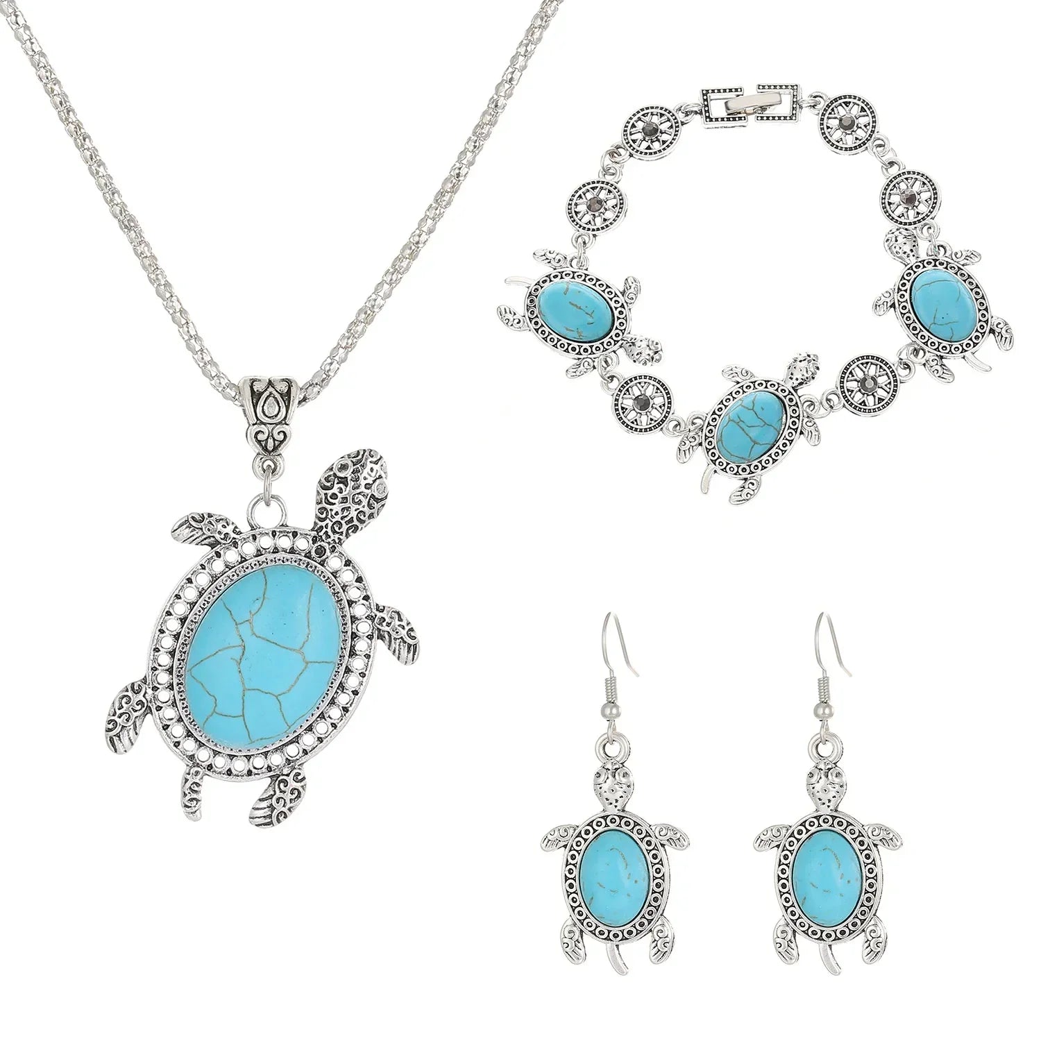Conjunto de Joias Tartaruga Turquesa