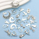 Coleção de Charms de Gato Prateados Vintage