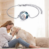 Pulseira de Charme de Cão Ajustável em Prata Esterlina