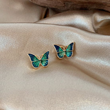Brincos de Borboleta em Esmalte Azul
