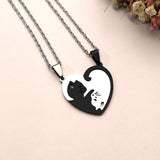 Colar de amor de gato preto e branco Ying Yang